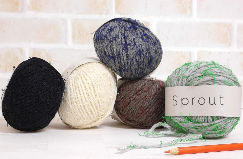 Yokota Sprout Extra Set of 5 Balls Yarn, Thick, Col.5, Black, 40g, Approx. 53m,