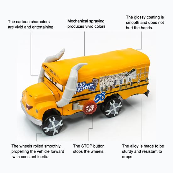 Toy Car Model Rugged Die-Cast Construction Replica Film Vehicle Toy Cow School Bus Ignite Racing Imagination Car World Toy