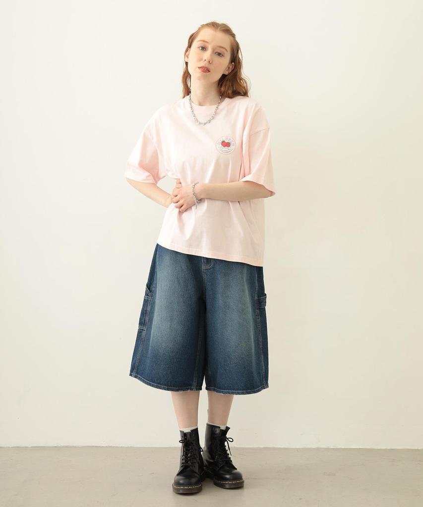 Milkfed Casual Circle Strawberry Logo Short Sleeve Tee in Pink Women's
