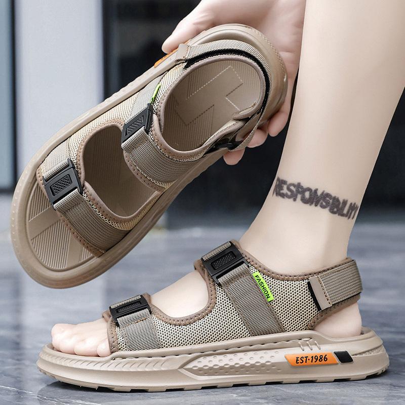 Men's shoes 2025 summer new outdoor travel beach shoes men's fashion Velcro casual comfortable soft-soled sandals