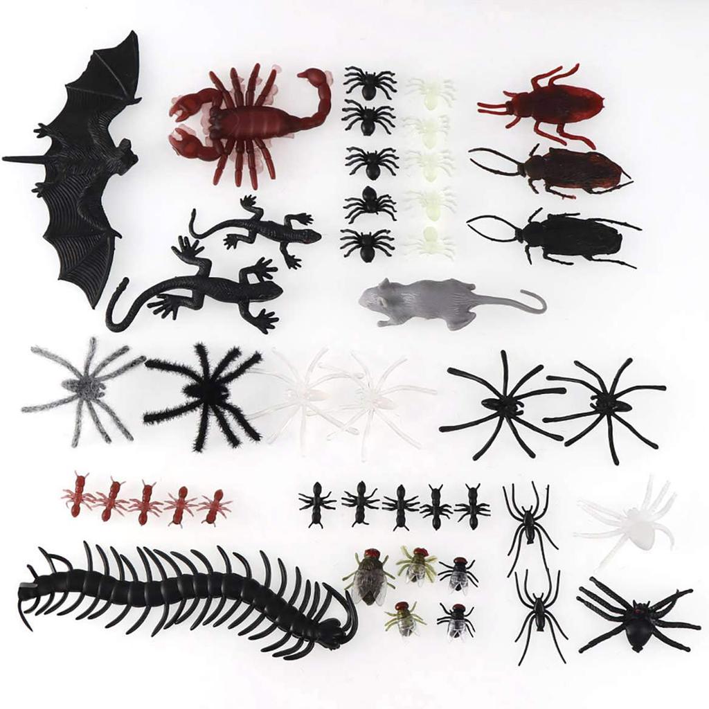 148Pcs Realistic Bugs Plastic Trick Joke Toys Fake Snake Cockroaches Spiders Centipedes Halloween Party Fool's Day Decoration