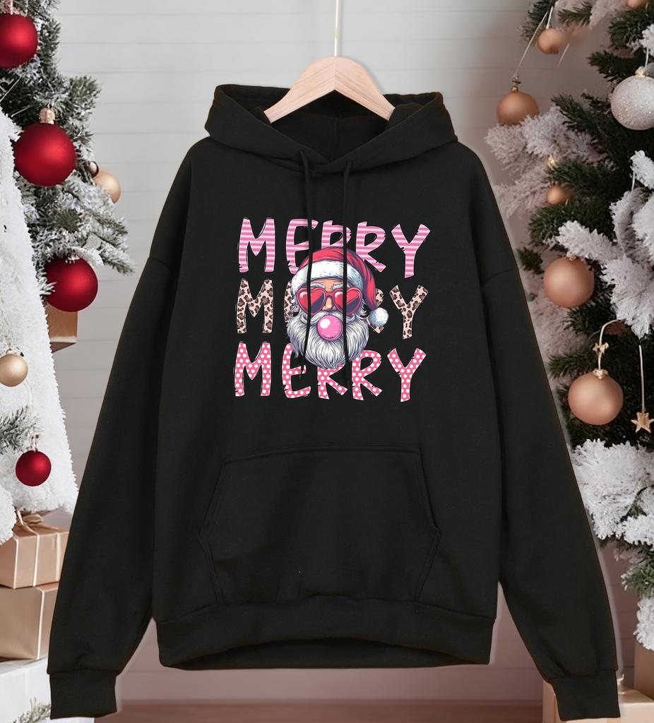 Merry Christmas Santa Claus Printed Men Hoodies Fleece Autumn Hoody Casual Oversized Sportswear Pocket Comfortable Pullovers