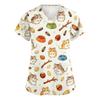 Top da Lavoro da Donna con Scollo a V e Maniche Corte con Tasche, Stampa Animalier, Camice Medico per Professionisti Sanitari, Uniforme da Infermiere
