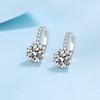 8mm Round Cut Six Prong Pave Huggie Hoop Moissanite Earrings S925 Sterling Silver For Women