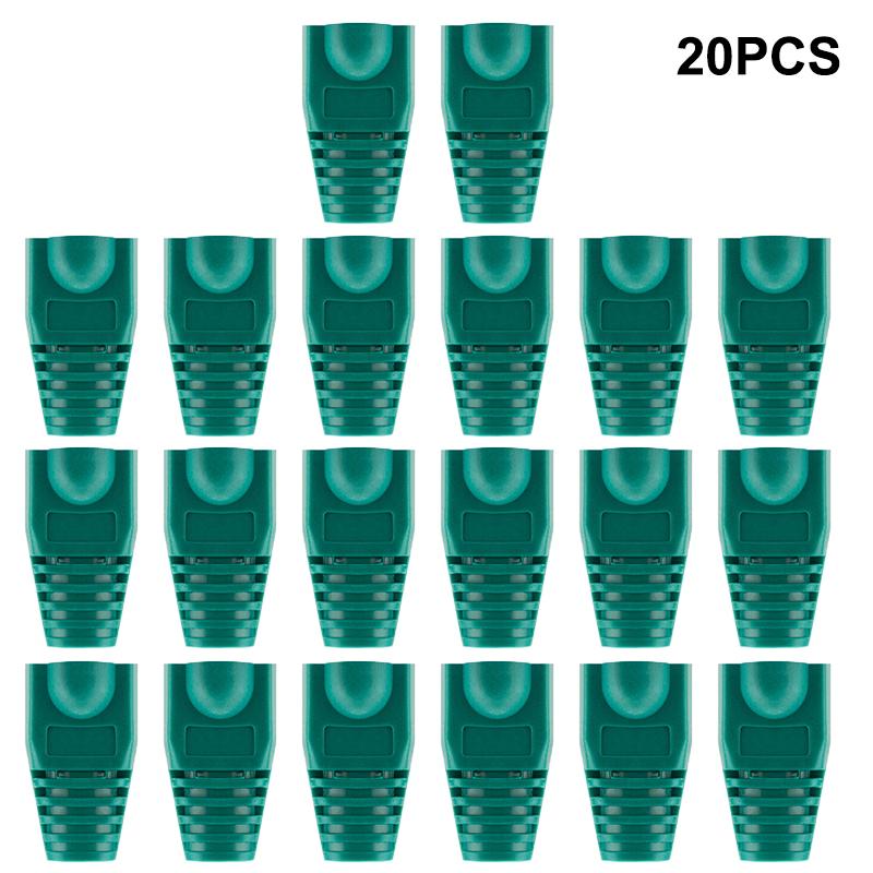 20pcs OD6.5 Cable Connector Plug Cover CAT5E CAT6 RJ45 Ethernet Network Cable 10 Colors Strain Relief Boots RJ45 Connector Caps
