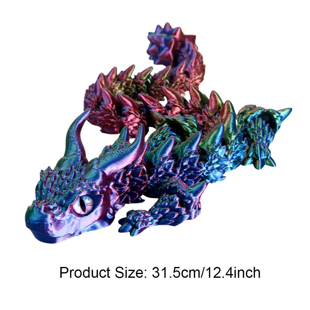 3D Printed Articulated Simulation Dragon Toy Poseable Dragon Ornament (Colored)