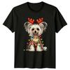 Dog Reindeer Antlers Christmas Lights Holidays Unisexs Unisexs Graphic Tee B