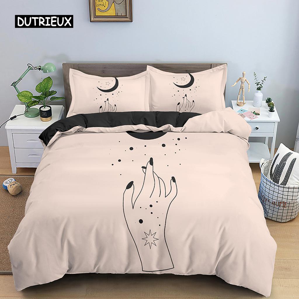 Hand Palm King Queen Duvet Cover Boho Magic Mandala Bedding Set Hand of Fatima Quilt Cover Hamsa Hand Polyester Comforter Cover