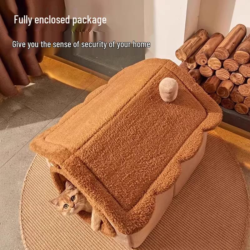 Winter Warm Pet House: Removable & Washable Bed for Cats, Small Dogs, and Rabbits – Year-Round Comfort.