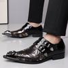 Men'S Print Slip-On Pointed Toe Loafers Comfortable British Style Business Casual Leather Dress Shoes Designer Wedding Shoes Men