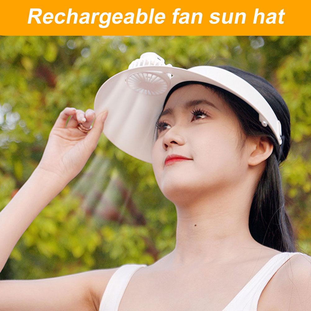 Sun Visor Hat with Fan Solar & USB Charging Sun Protection Hat Breathable Summer Cooling Fan Hat for Outdoor Camping Fishing