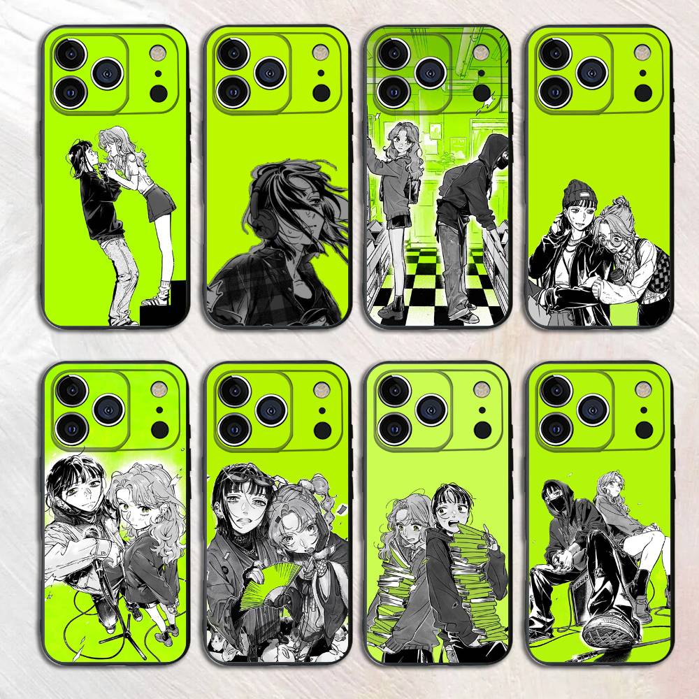 Cartoon Aya Osawa Mitsuki Koga Schwarz Matt Handyhülle Für iPhone 17,16,15,14,13,12,13,12,11 Pro Max Plus mini XS Weiche Rückseite