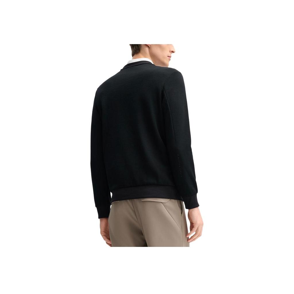 Fila Blue Series Business Round Neck Comfortable Long Sleeve Sweatshirt Men Sweatshirt Black F11M512207F-BK