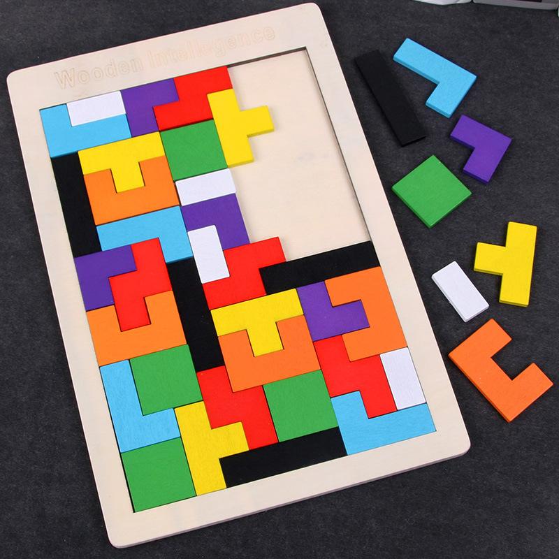 Gowinbaby Montessori Wooden 3D Russian Blocks Tangram Puzzle Educational Toy for Kids