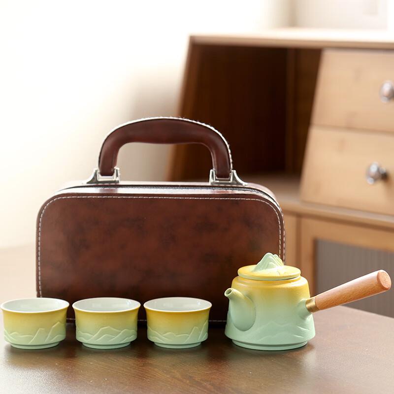 Ailan Huijia Portable Ceramic Travel Tea Set - Qianli Jiangshan Landscape