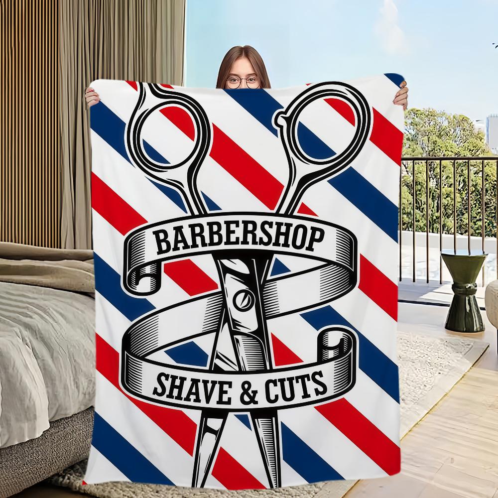 Fashion B-Barber Shop Blanket Flannel Warm Comfort Soft Plush Blanket For Picnic Beds Sofas Homes And Bedrooms