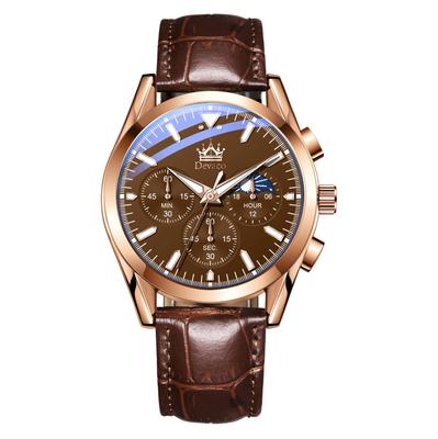 Herren-Business-Uhr mit Lederarmband, Stilvolle wasserdichte Uhr mit Kalenderanzeige und Leuchtdesign, ein tolles Geschenk für Männer (Braun)