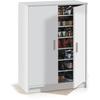 Meuble À Chaussures Armoire BASIC - 2 Portes + 6 Étagères - Mélaminé Blanc - 30 Paires - L75 X P36 X H101 Cm