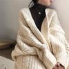 Dames Retro Losse Kabelgebreide Cardigan Trui Jas - Herfst/Winter 2021