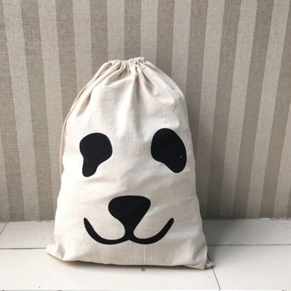 Printing Fabric Laundry Bag Cotton and Linen Drawstring Duffle Bag Durable Storage Bag