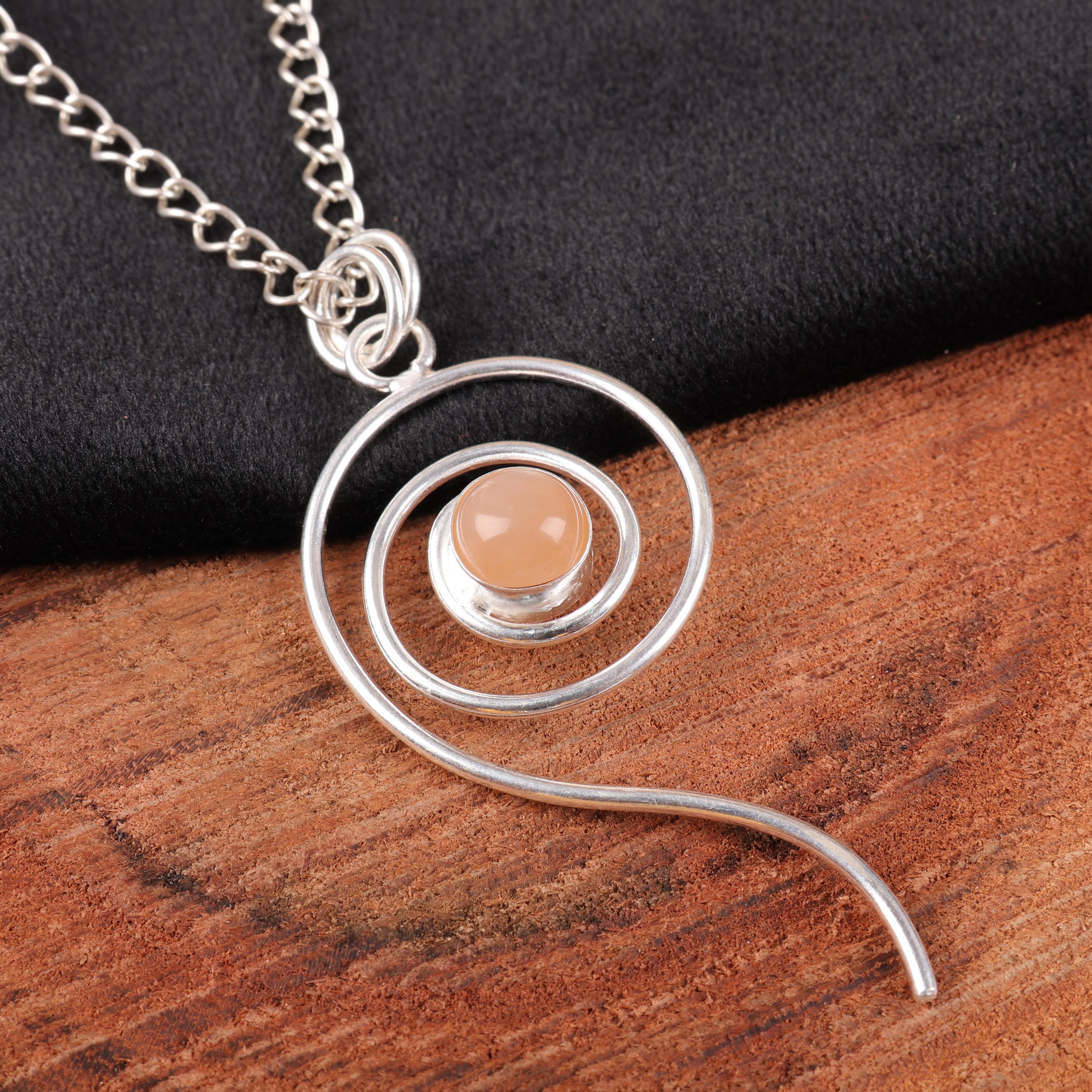 

Peach Moonstone Gemstone Jewelry, 925 Solid Sterling Silver Pendant, Handmade Gorgeous Silver Pendant, For Gift 2.57 Inches персиковый