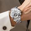 OLEVS Mechanical Automatic Moon Phase Watch Stylish Skeleton Waterproof Popular Luminous Watch for Men