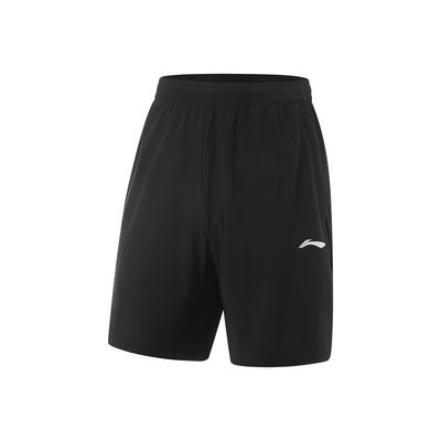 Li Ning Seria Fitness Codzienne Proste Jednokolorowe Elastyczne Spodenki Sportowe Męskie spodenki Czarne AKYV033-1