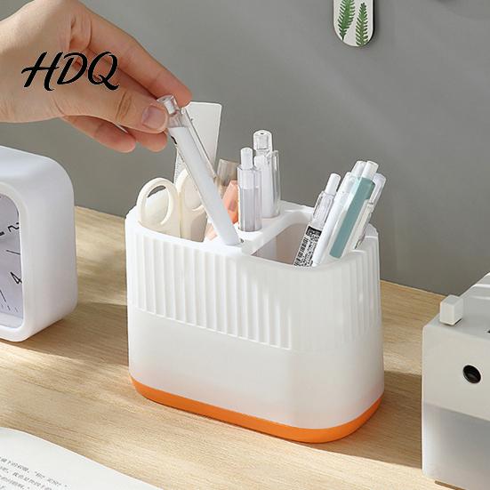 Compact Desk Organizer for Supplies Desktop Pen Holder Compartments Thickened Plastic Organizer Macaron Office Storage Color Vertical Pattern