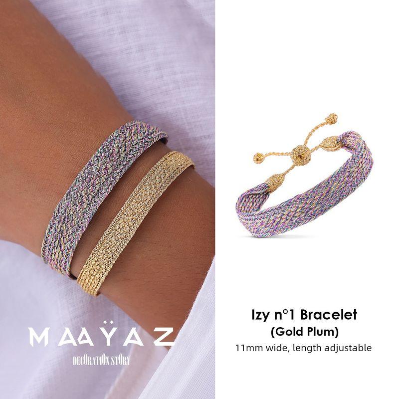 

В наличии Maayaz Morocco Нишевый бренд Благородный плетеный Сфифа Цвет золотой нити Браслет Регулируемый ремешок для переноски