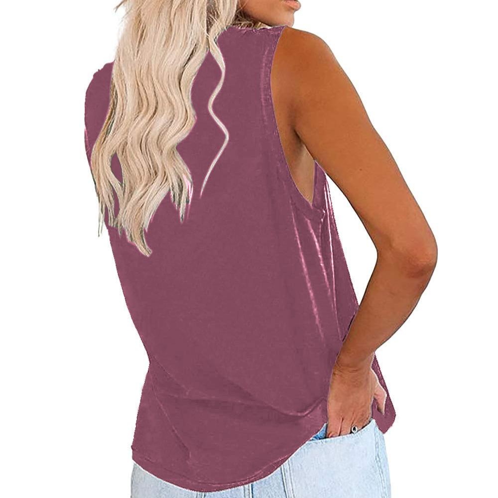 Spring and Summer New Vest V-neck Pocket Loose Casual Plus Size Top for Women