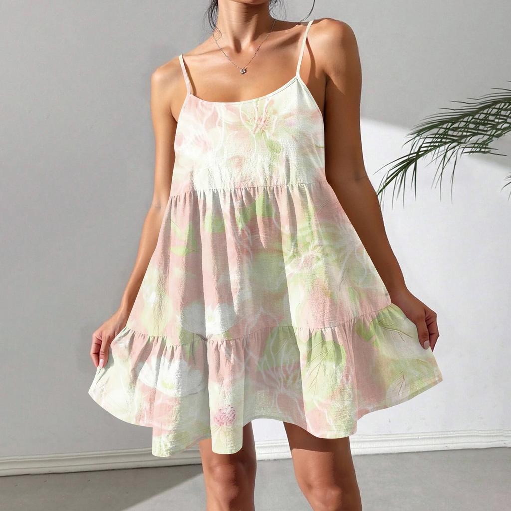 Summer Sexy Party Solid Color Spaghetti Strap Ruched Short Dress Casual For Womens