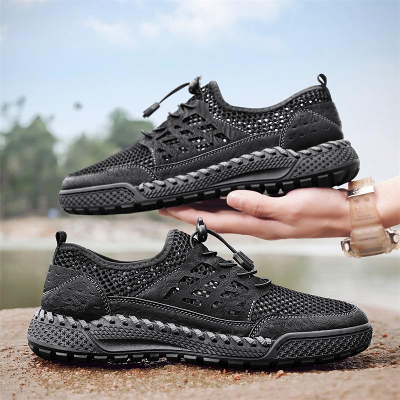 Fashion Trendy Mesh Breathable Casual Shoes British Style Retro Brown Men's Sports Shoes Versatile Commuting Men's Business Shoes
