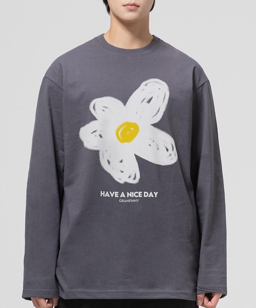 Geulaenpini Daisy Flower Regular Long Sleeve - Grey