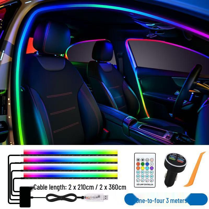 Iridescent Wireless LED Car Door Frame Light Strip – Flowing, No Wiring Needed