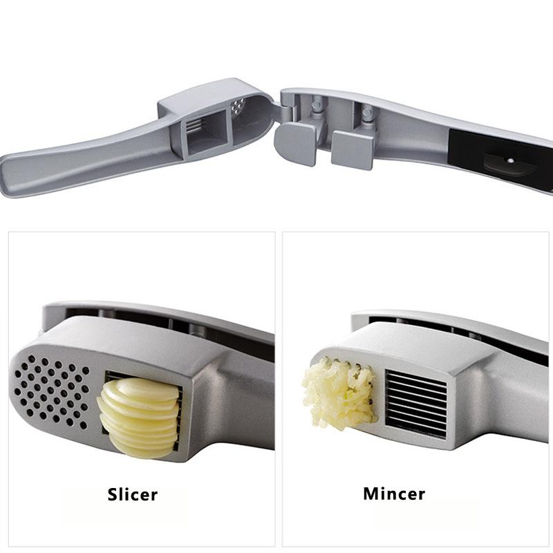 Garlic Press Slicer Aluminum Alloy Garlic Crusher Mincer Manual Presser Dual-Function Garlic Tools Kitchen Gadget Accessories