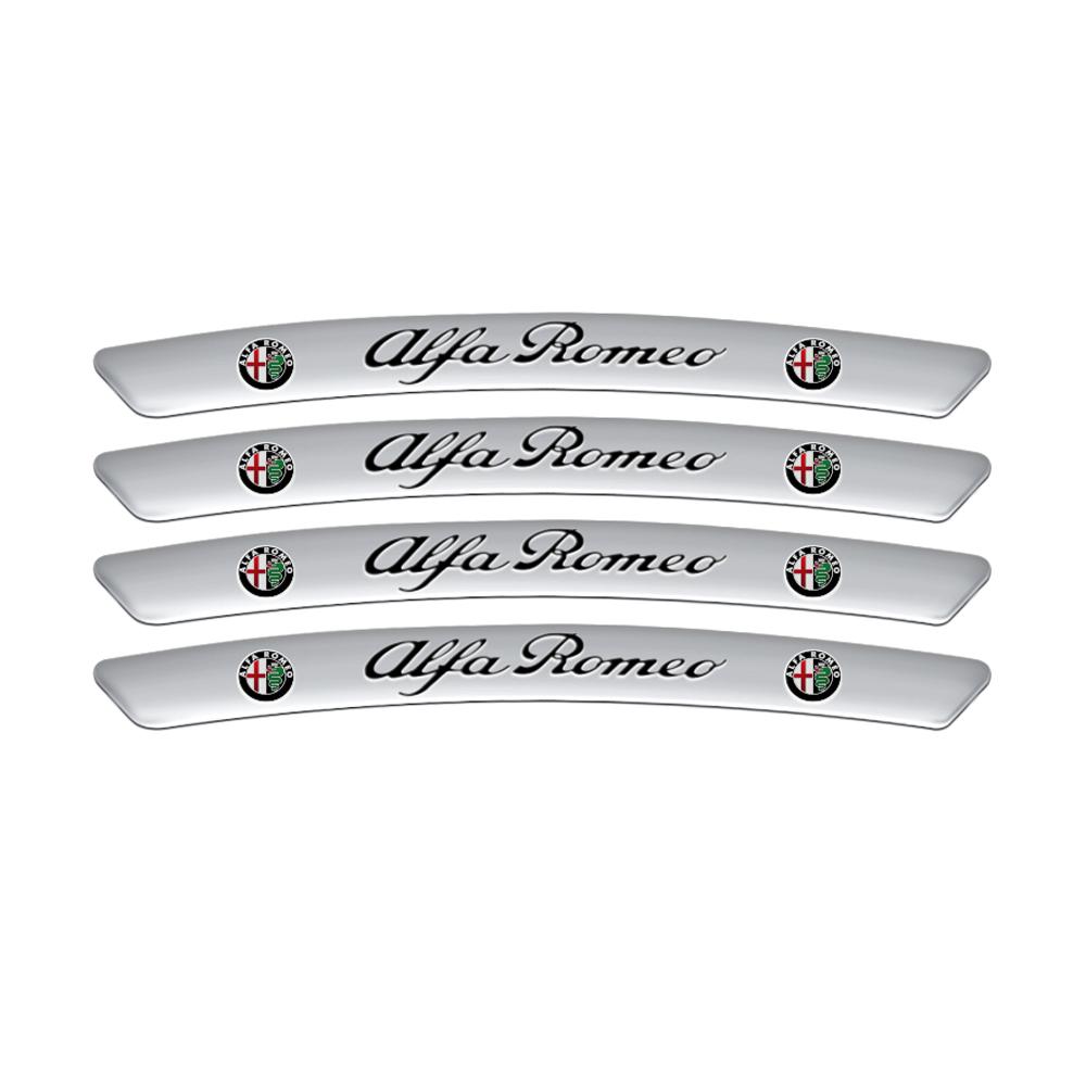 DDHQV1 4pcs 3D Aluminum Car Wheel Rim Stickers Emblem Decoration Decal For Alfa Romeo Giulia 159 Giulietta Mito 147 Stelvio Accessories