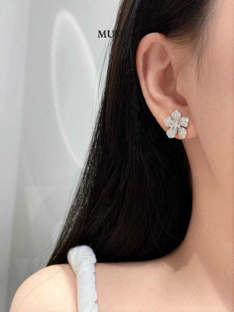 Musla Design Jewelry Stud Earrings For Women 925 Sterling Silver Earrings Zircon Fashion Flower Style Hoop Earrings