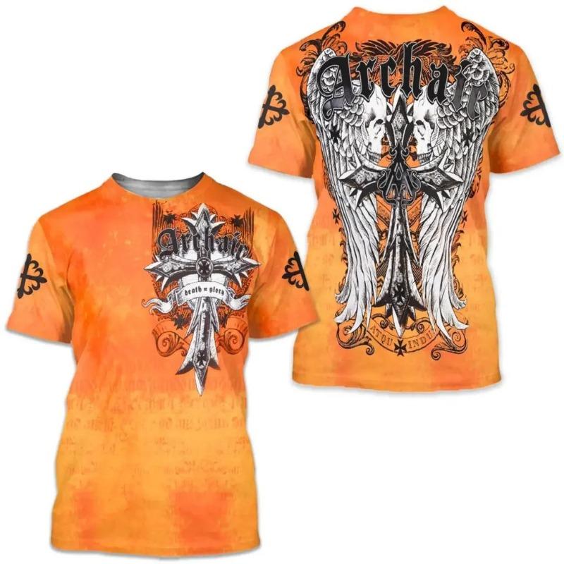 Retro and Old 3D Digital Printing Men's Loose Casual Short-sleeved Crew Neck T-shirt