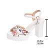 Fashion Brand Design Flower Print White Sandals Women Summer Round Toe Platform Super High Heel Sandals Sexy Floral Back Strap Shoes