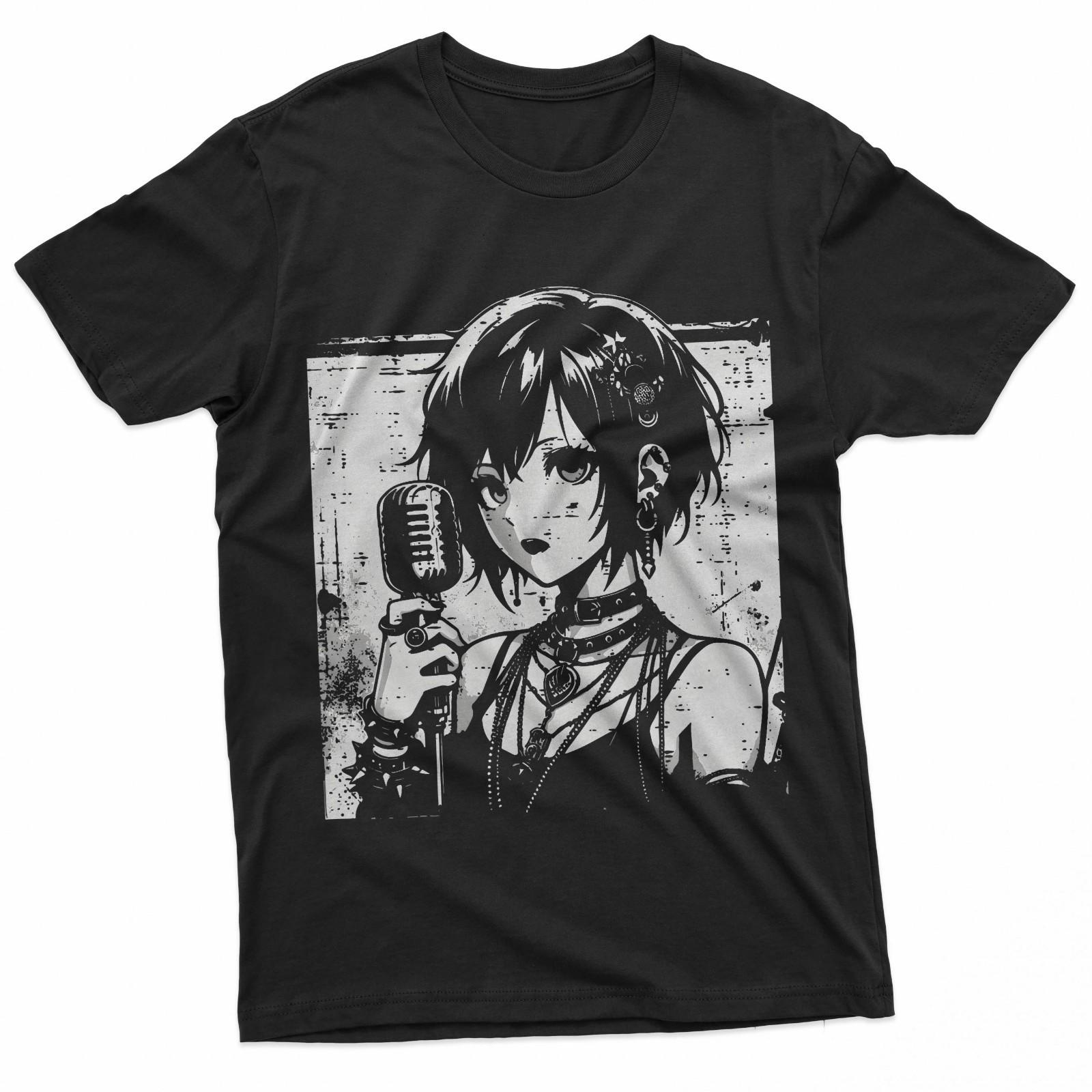 Anime Punk Girl Singing Japanese Manga Goth Women Men Kids T-Shirt S разноцветный