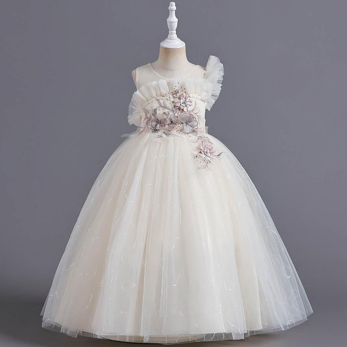 

Платье для девочек с цветочным принтом и фортепиано - свадебное и вечернее платье принцессы 160 cm шампанского