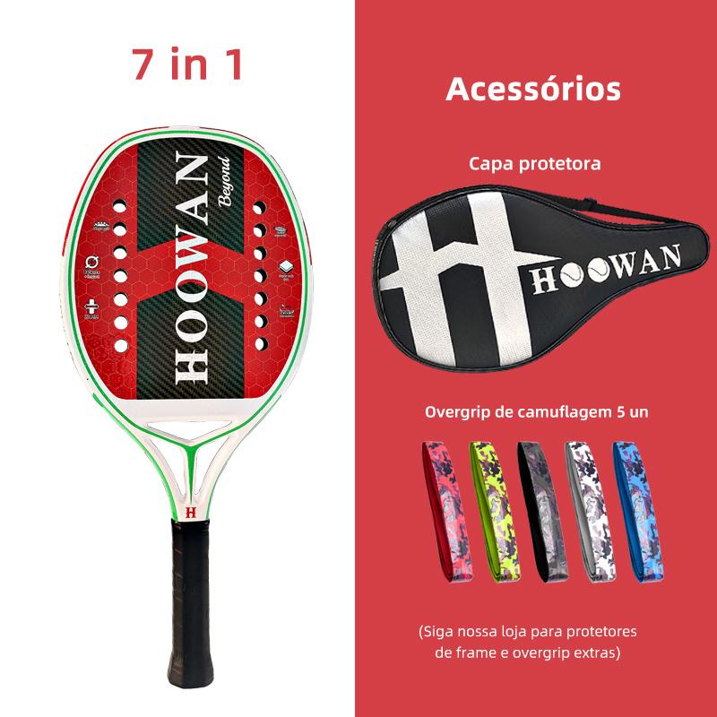 HOOWAN Beyond Kevlar, gelber Strand-Tennisschläger, Kevlar-Kohlefaser 3K, professionell, 22 mm, weicher EVA-Kern, raue Oberfläche, mit Hülle