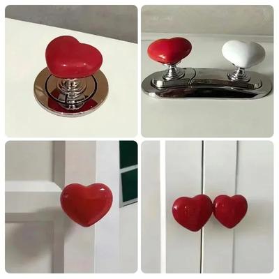 Toilet Handle Toilet Press Button Heart Shaped Press Tank Push Switch Toilet Bathing Room Decoration Water Press Flush Button