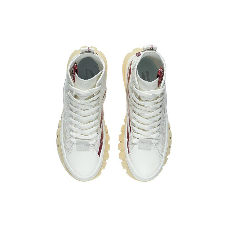 Li Ning Fabric Fashion Cushioning, Wear Resistant High Top Casual Shoes Women's AZGS004-3