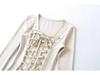 2025 Stylish Crisscross Tie-Up Long Sleeve Slim Fit Shirt for Women
