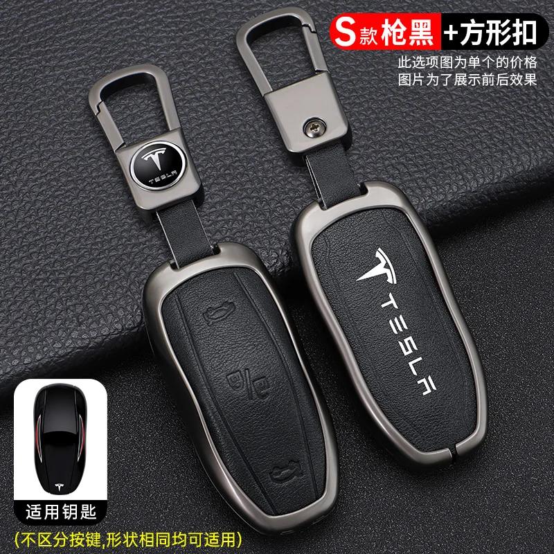 

Автомобильная наклейка Tesla Элегантный Чехол-держатель Брелок из Цинк-сплава и Кожи для Умного Ключа Автомобиля Для Tesla Model 3 Model S Model Y Protec