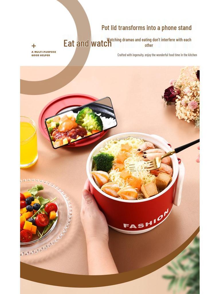 Compact Electric Cooking Pot: Multifunctional Steamer & Boiler for Dorms - Instant Noodle & Hot Pot - 110V, Foldable Design