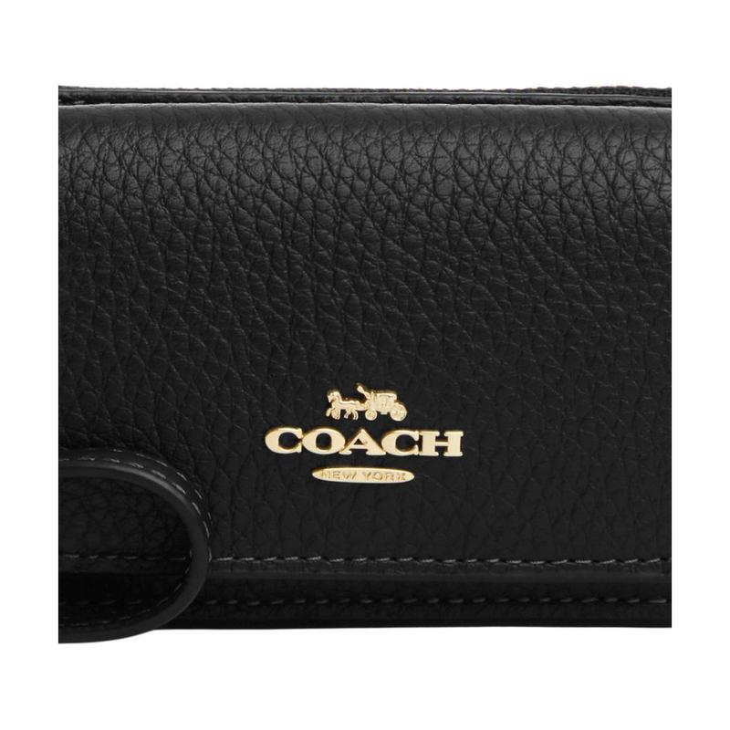 COACH Card Case 11 letter logo logo zipper closure cow leather card holder mini women's black