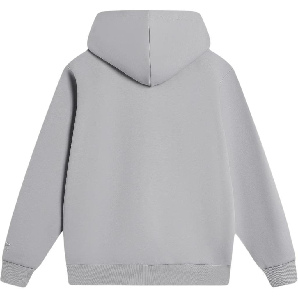 Li-Ning Düz Renk Çok Yönlü Temel Bol Rahat Kapüşonlu Sweatshirt Erkek kapüşonlular Açık Gri AWDU027-4