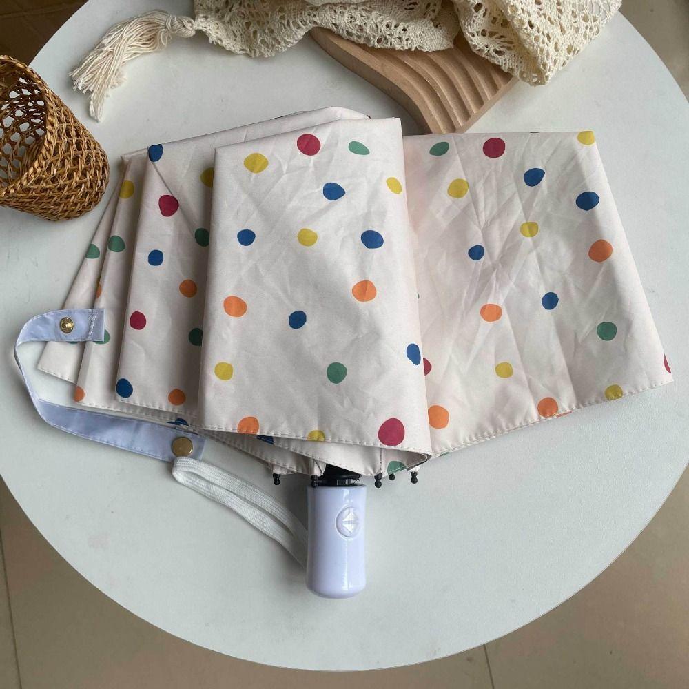 Vinyl Automatic Umbrella Windproof Polka Dot Umbrella Colorful Folding Umbrella  Outdoor